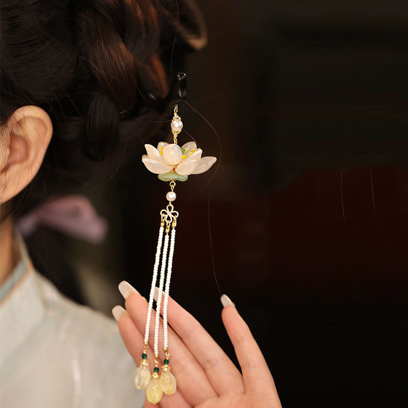 Flower Hairpin Black - Glass Hair Clasp