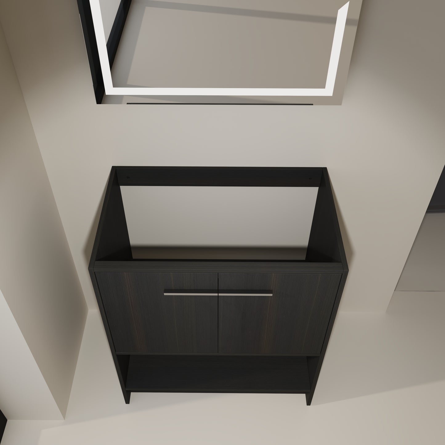 30" Freestanding Bathroom Vanity Cabinet - Dark Oak Plywood