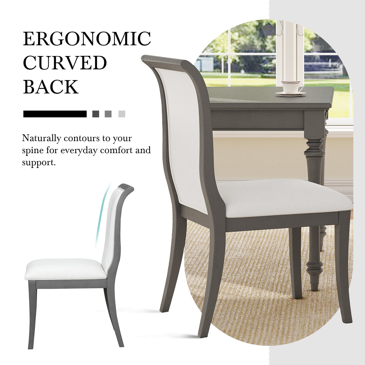 39.4-Inch Round Dining Table Set with 2 Chairs - Oak Gray Finish