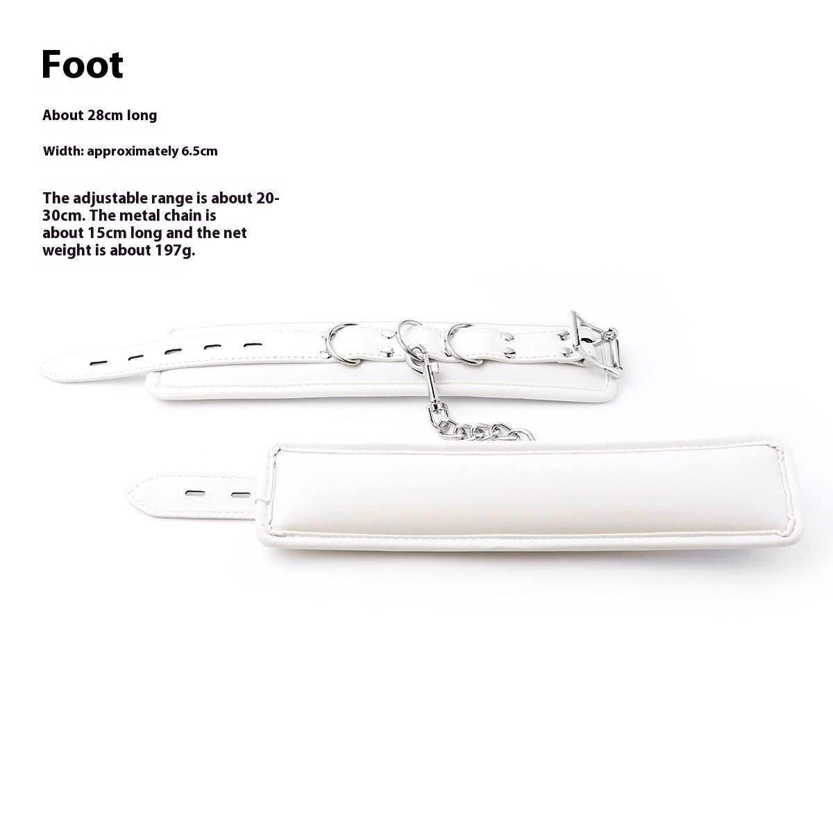 White Bondage Ankle and Wrist Cuffs Set - Spongy PU Restraints for Adult Play