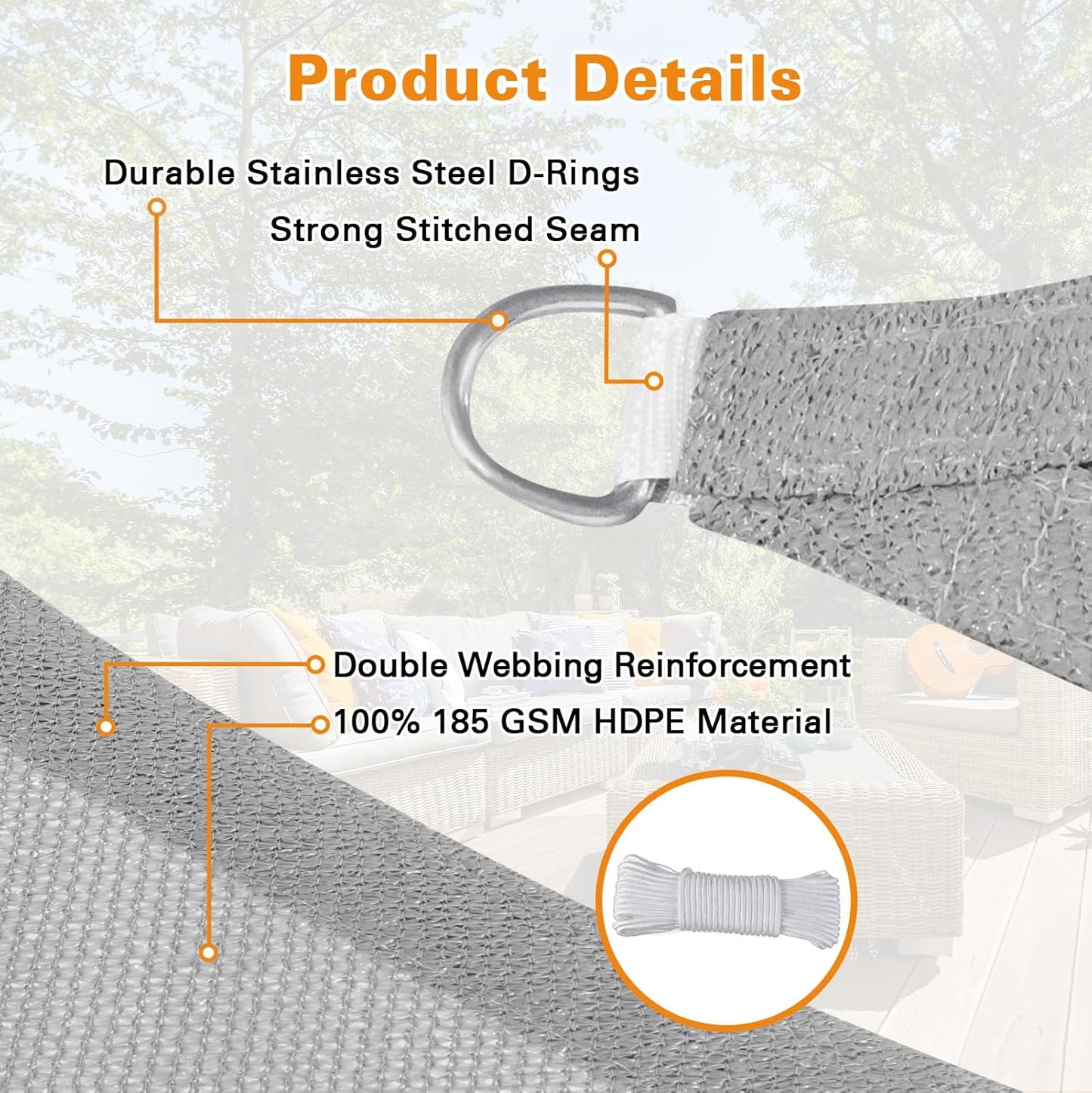 12x12ft Garden Sunshade Sail UV Block Waterproof Shade Cloth with Multiple Colors