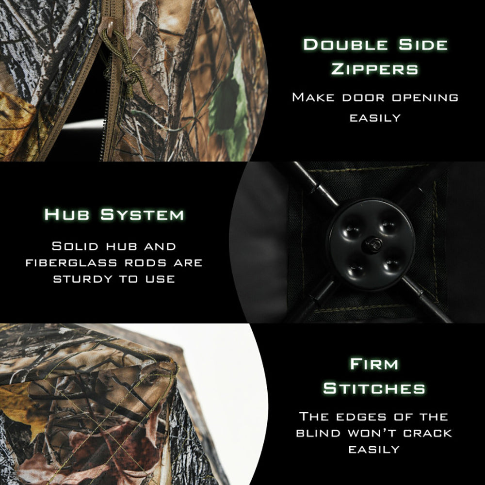 3-Person Portable Pop-Up Camouflage Hunting Blind with Tie-Downs