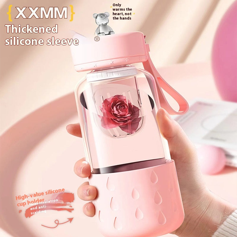 Magnetic Glass Water Cup with Tea Filter Sealed Leakproof Drinkware