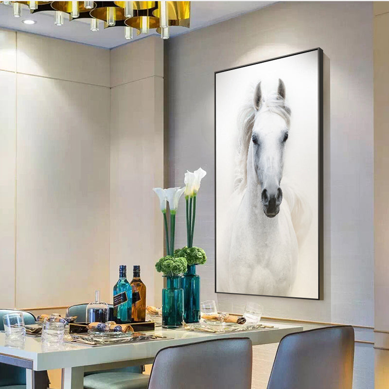 White Horse Canvas Wall Art Animal Poster Print Multiple Sizes