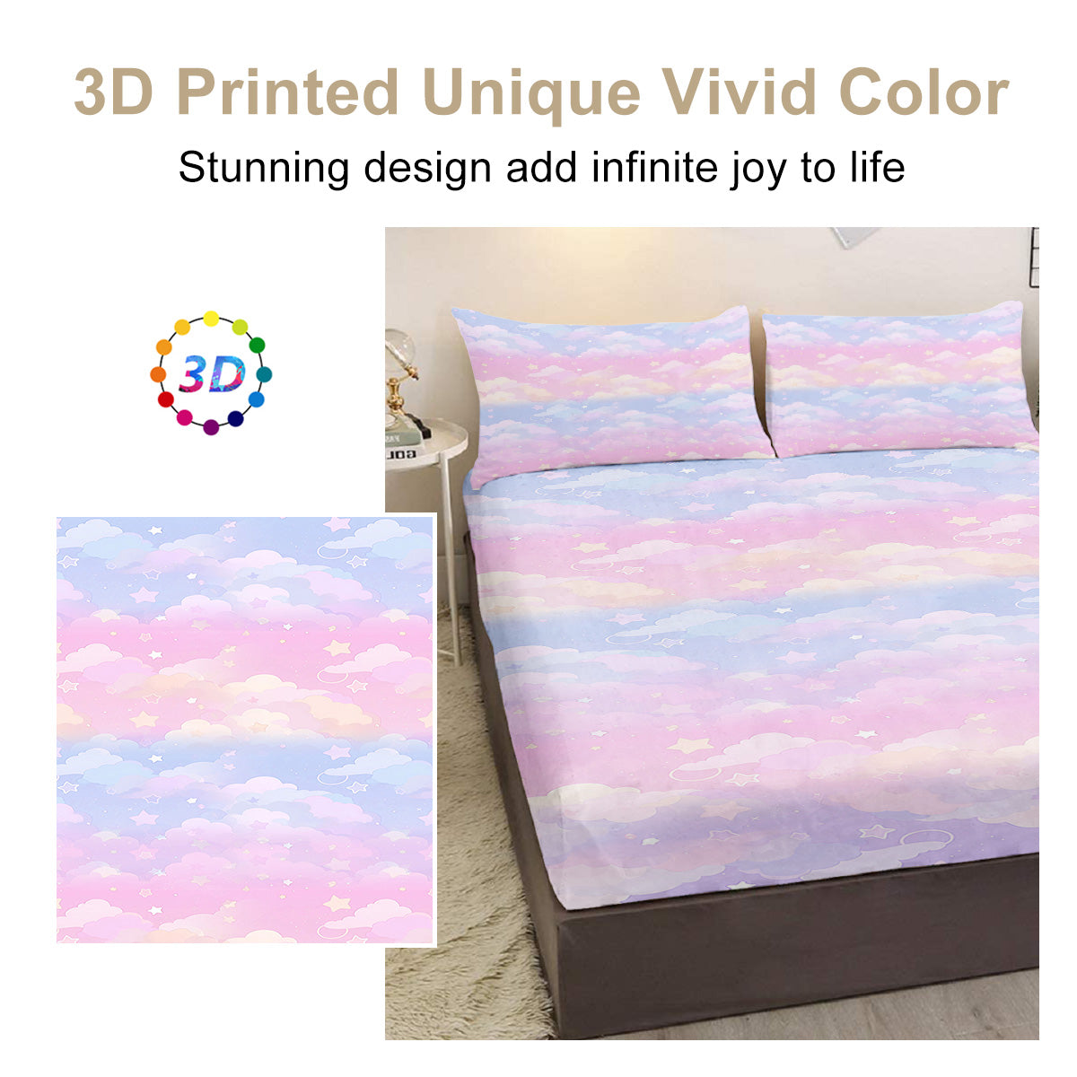 Colorful Microfiber Bed Sheet Set Full Size - Vibrant Bedding with Fitted Sheet & Pillowcases