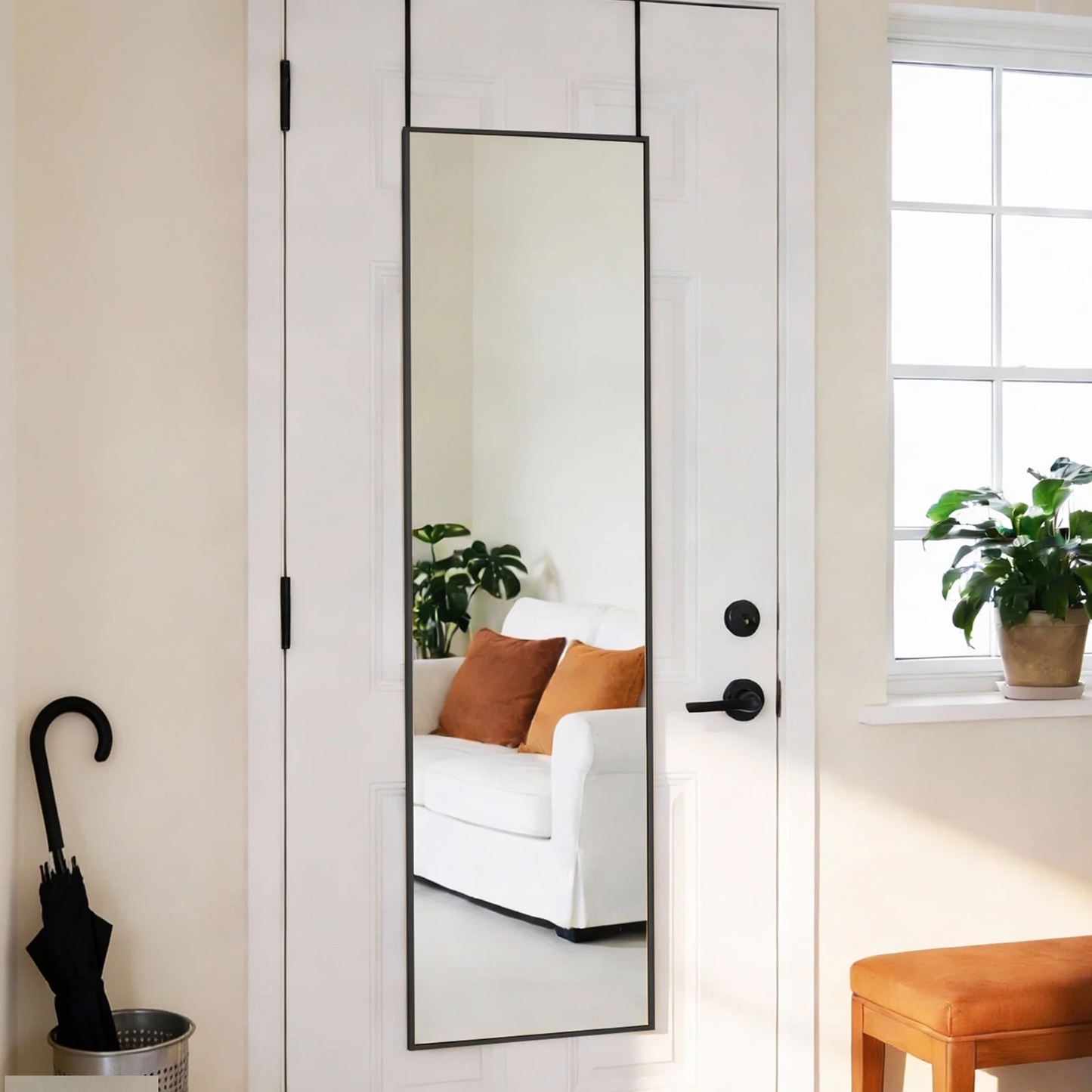 Full-Length Floor Mirror with Aluminum Frame - Versatile Wall-Mounted Design