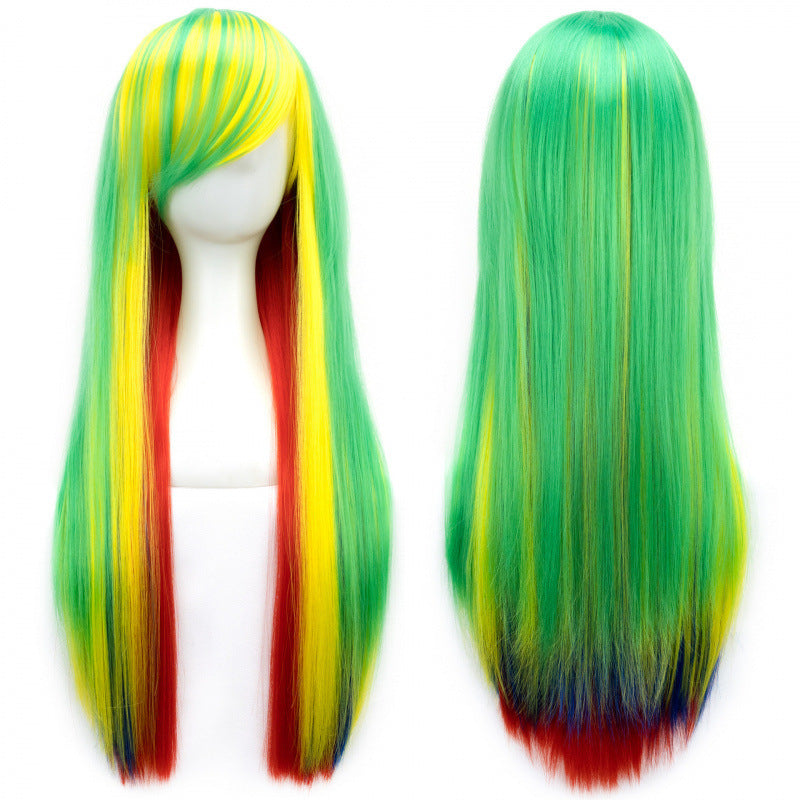 Colorful Synthetic Wig for Dance Parties - Long Curly Cosplay Hair