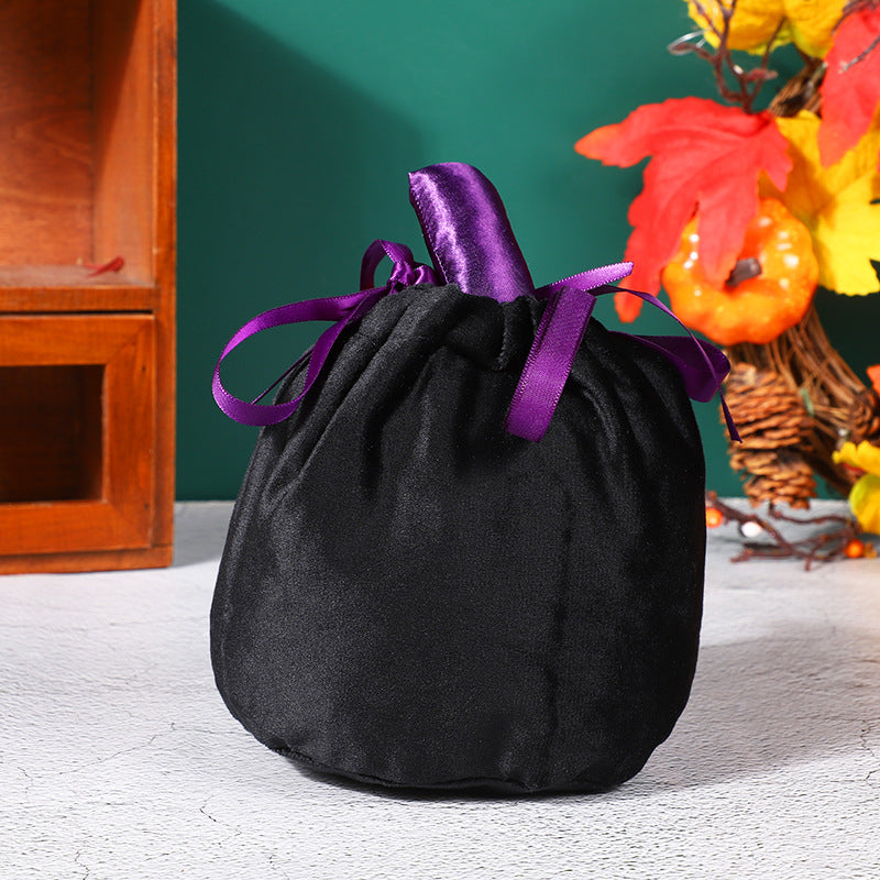 Velvet Pumpkin Candy Bag for Halloween Party - Festive Gift Bag