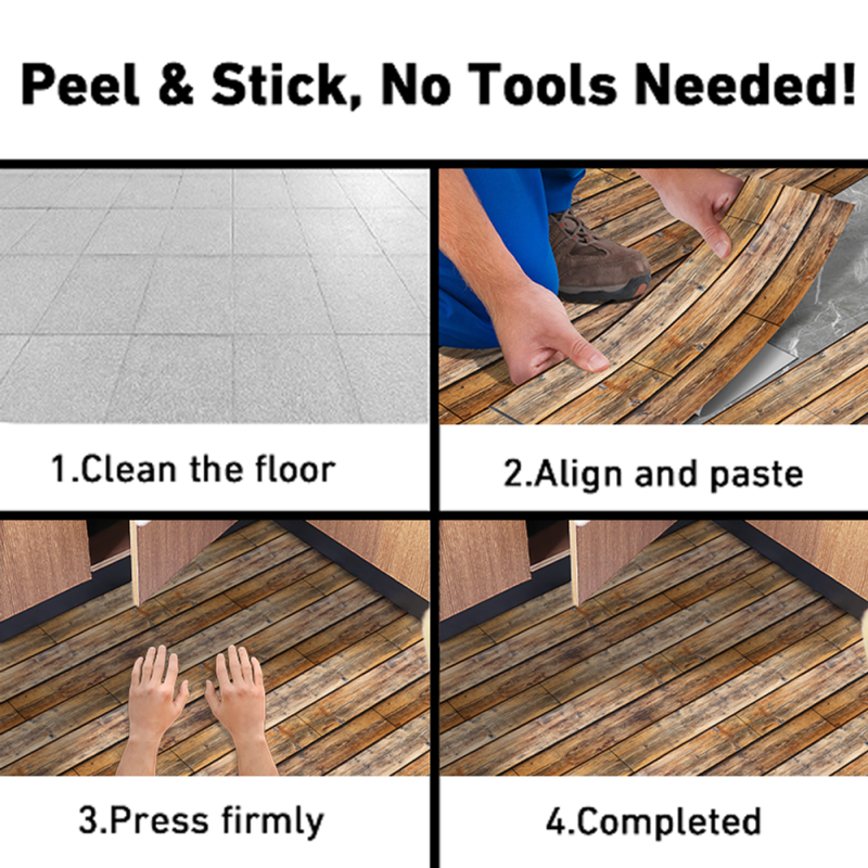 Wood Grain Waterproof Self-Adhesive Floor Stickers - 40pcs