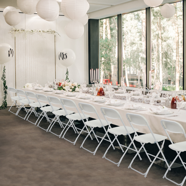 6-Pack White Plastic Folding Chairs - Sturdy & Lightweight