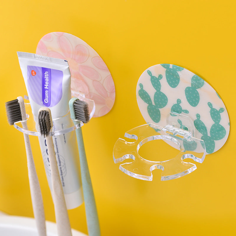 Wall-Mounted Multi-Slot Toothbrush Rack with Discs - Bathroom Storage Organizer