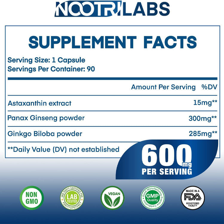 Astaxanthin Capsules - 90 Count Dietary Supplement for Skin & Eye Health