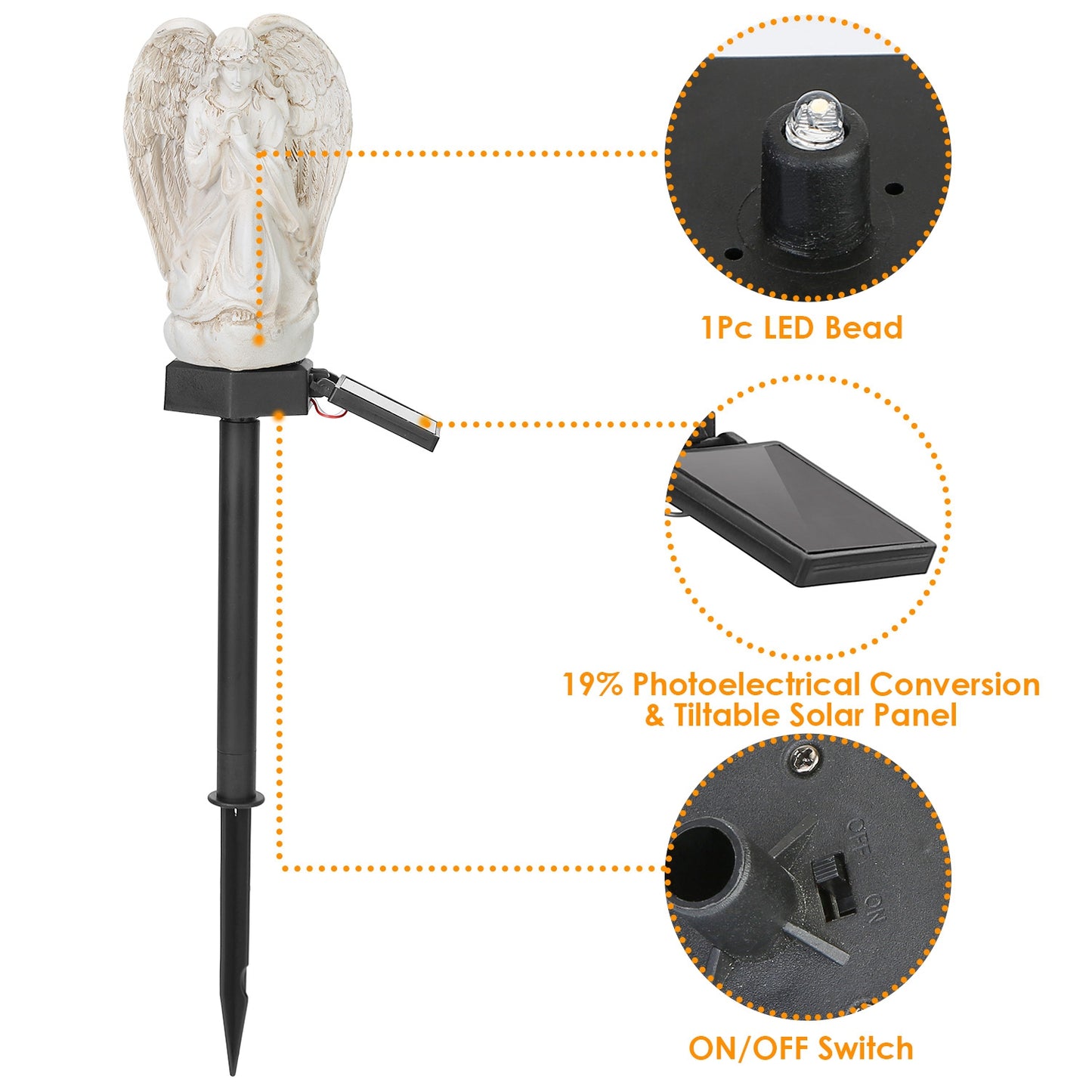 Solar Praying Angel Garden Light - IP65 Waterproof LED Lamp
