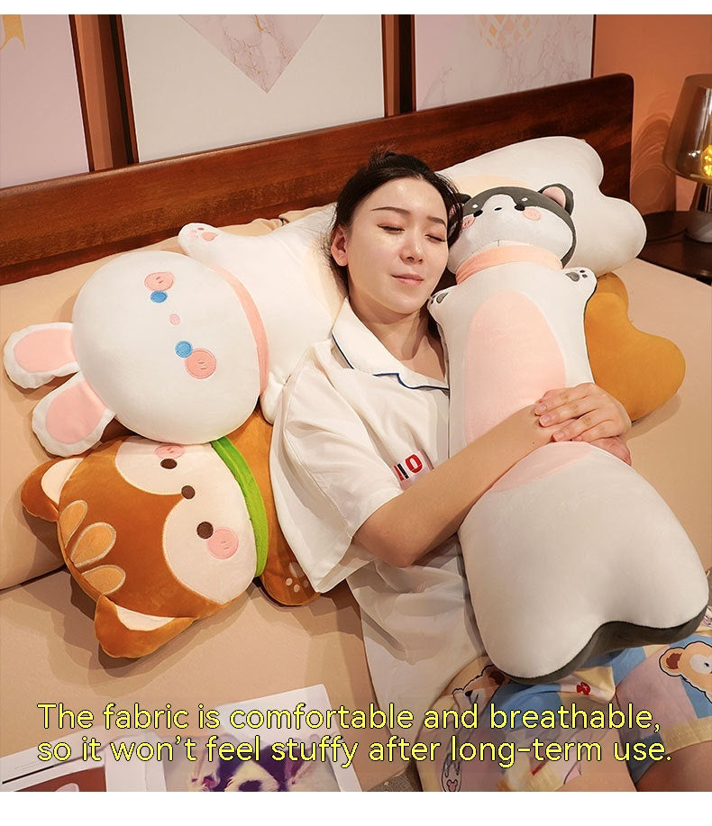 Cartoon Animal Sleeping Pillow with Polyester Fiber Fill - Soft Cozy Cushion