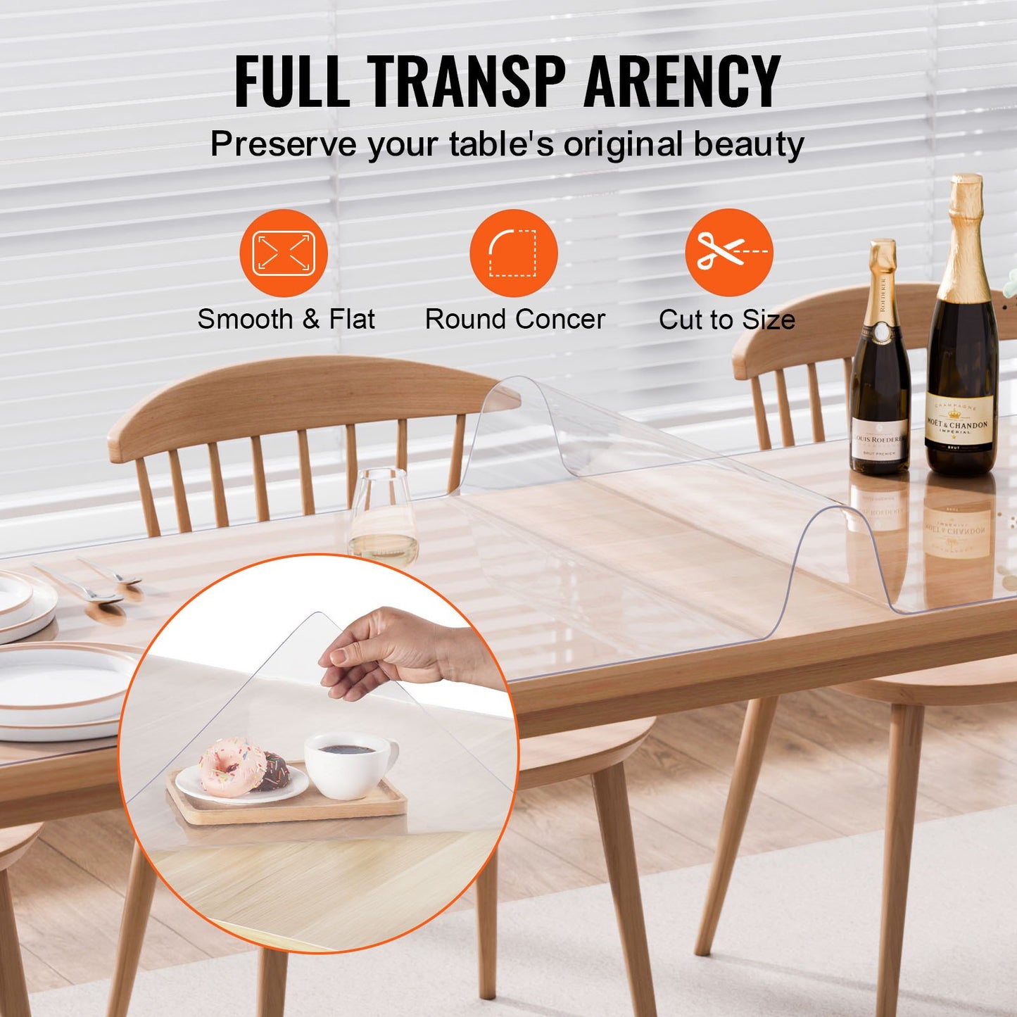 PVC Table Protector - 24x96 Inch Clear Plastic Cover, 1.5mm Thick