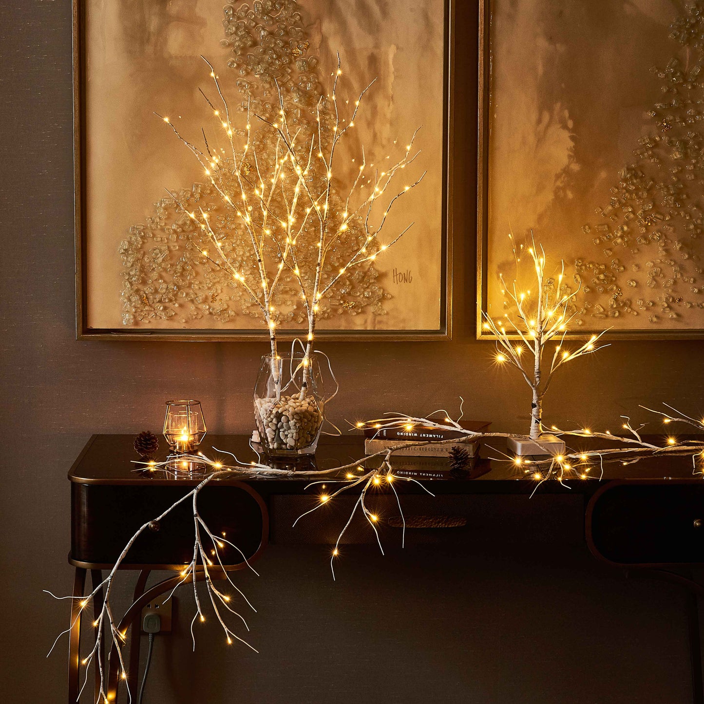 LED Birch Branch Ambient Light - 100 LED Beads, Adjustable Brightness