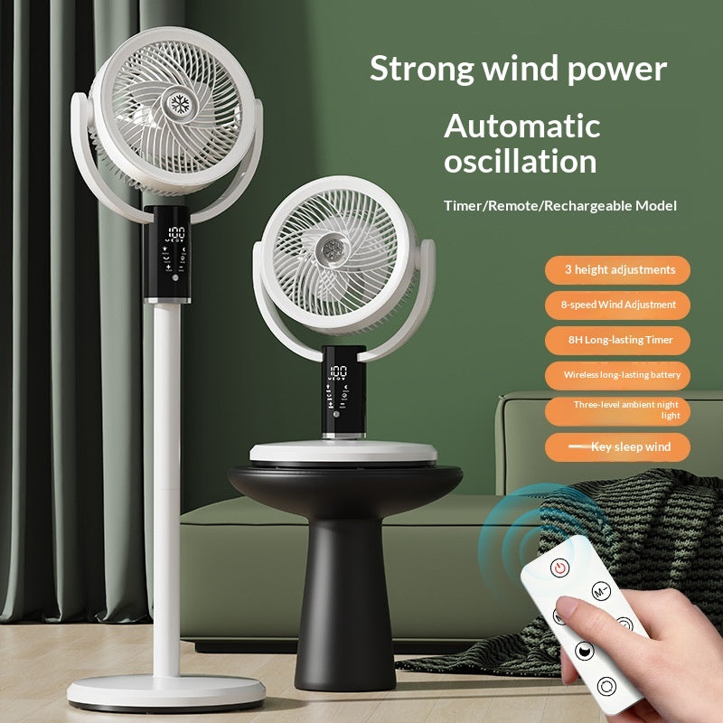 Rechargeable Desktop Floor Fan with Oscillation and Remote Control