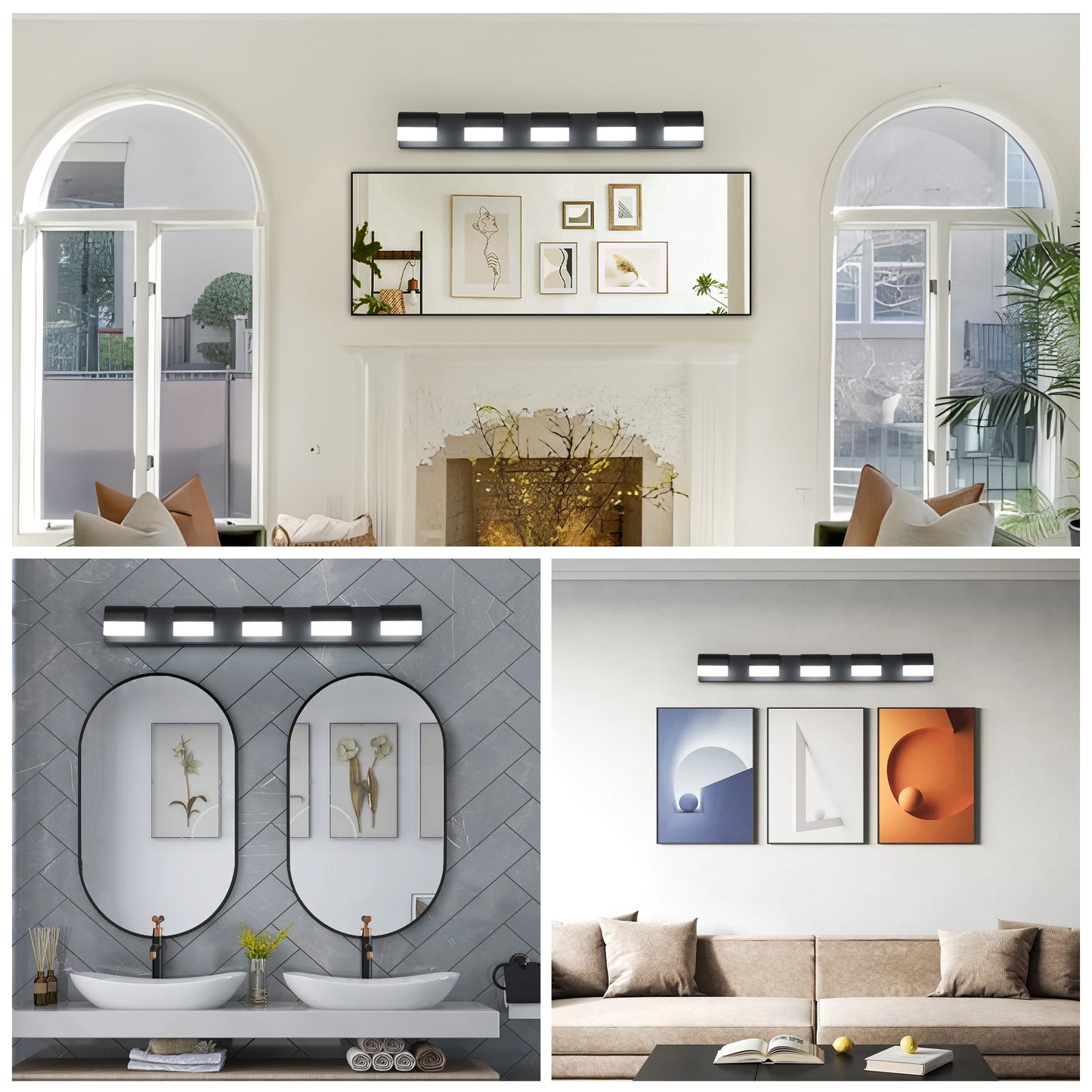 5-Light Modern Bathroom Vanity Lighting - LED Wall Fixture