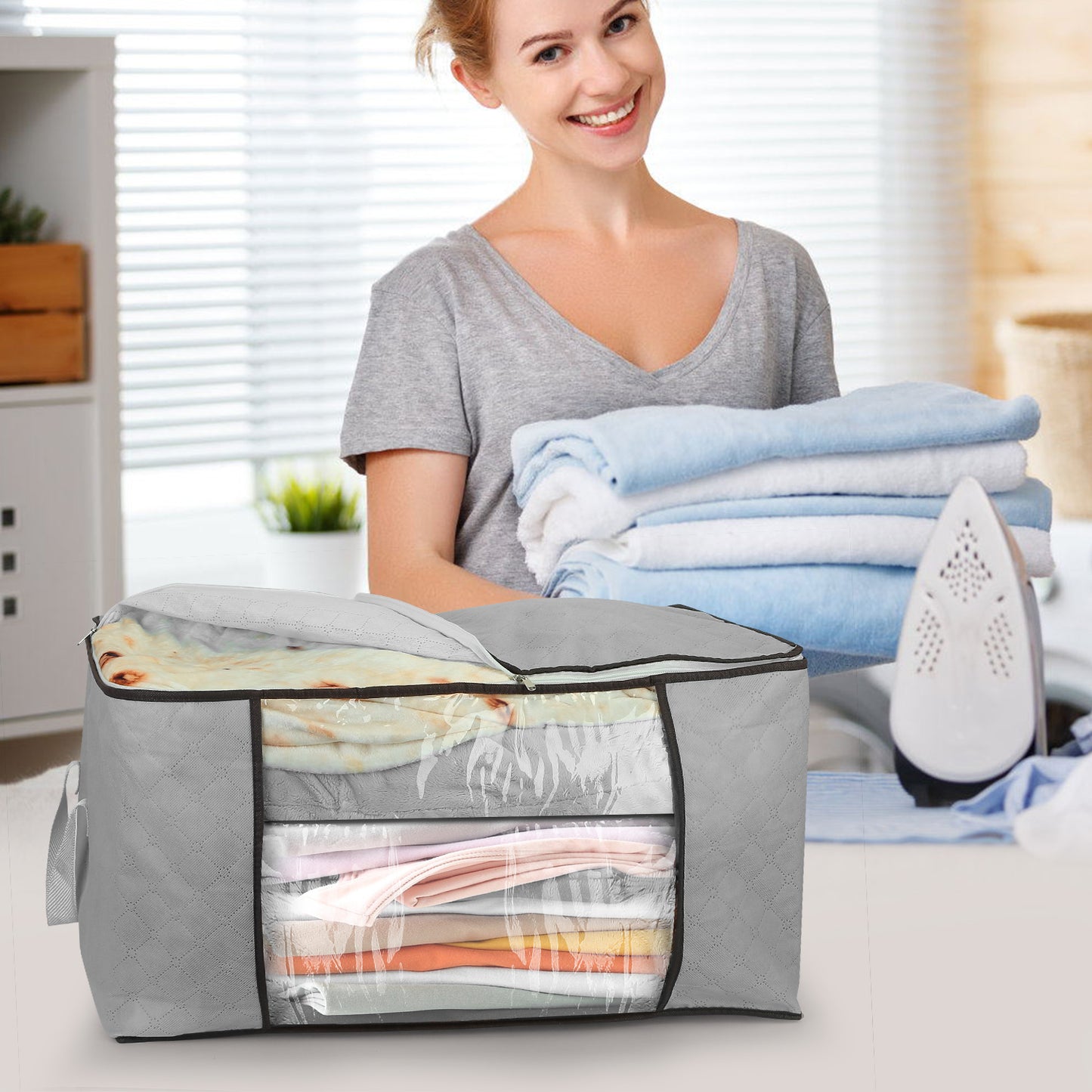 2Pcs Clothes Storage Bag For Moving Season 90L Per With Thick Fabric