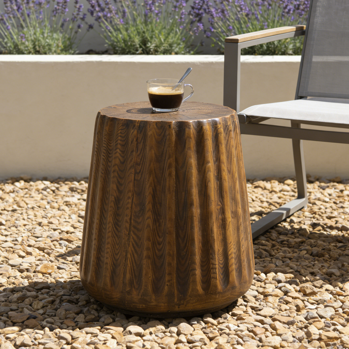 MGO Outdoor Indoor Side Table - Durable Tree Stump Style End For