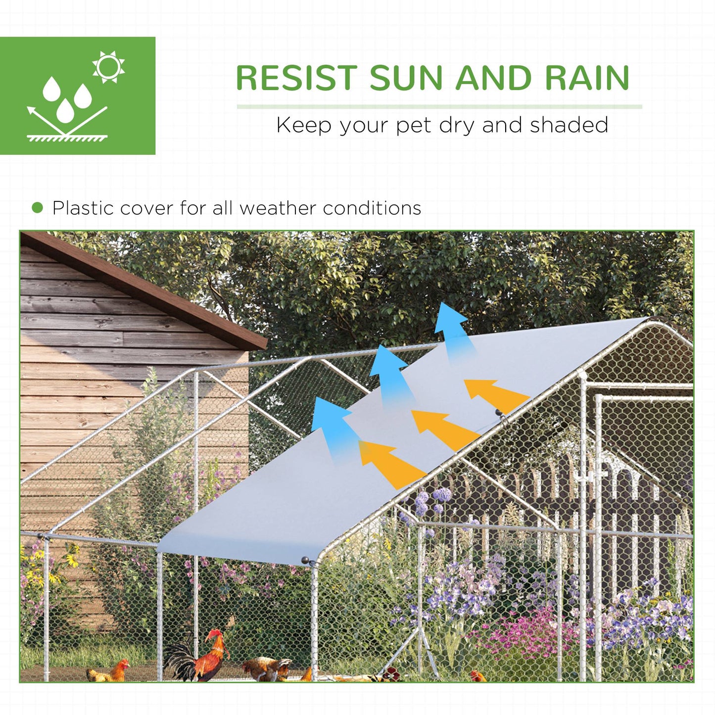 Outdoor Chicken Coop Cage with Cover Lockable Door 10x20x6.5 ft
