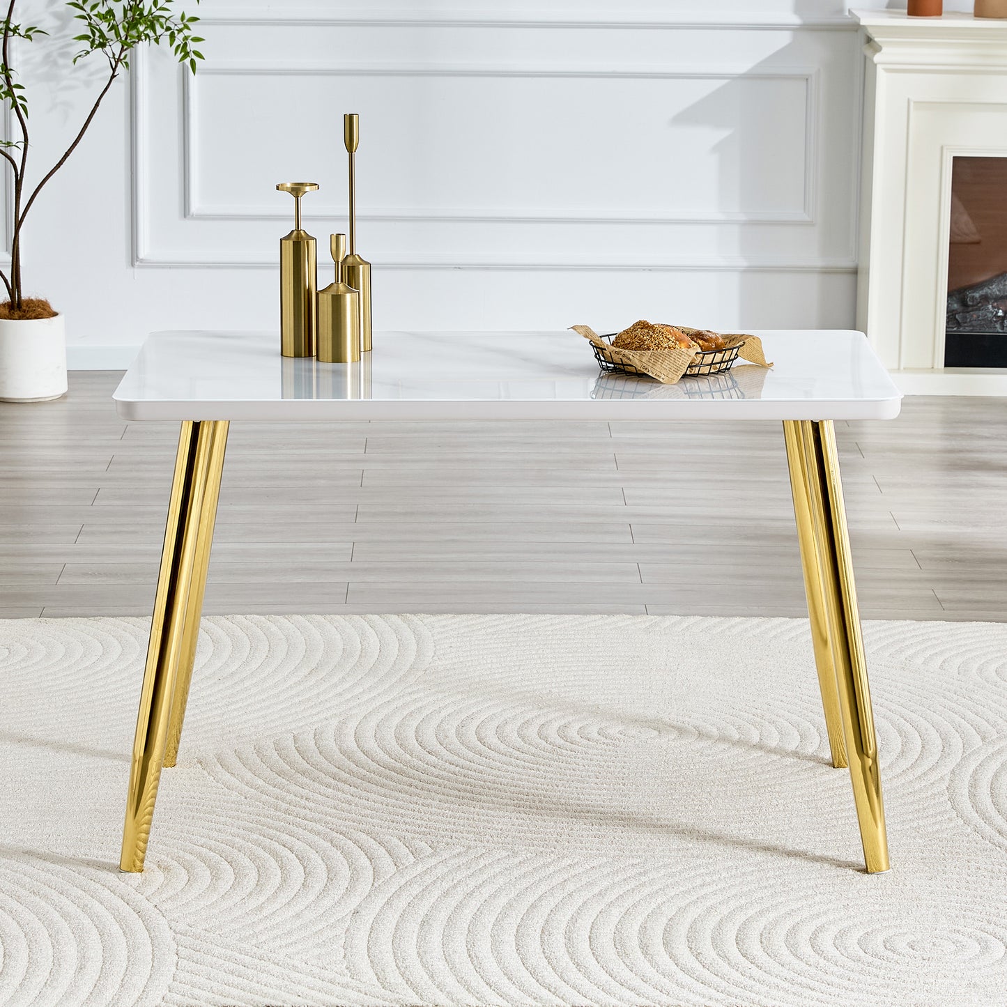 Modern Minimalist Rectangular Dining Table, Suitable For 4-6 People.
