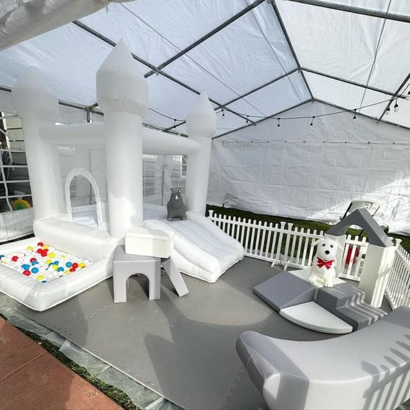 White Inflatable Bounce House for Kids - Durable & Easy to Set Up