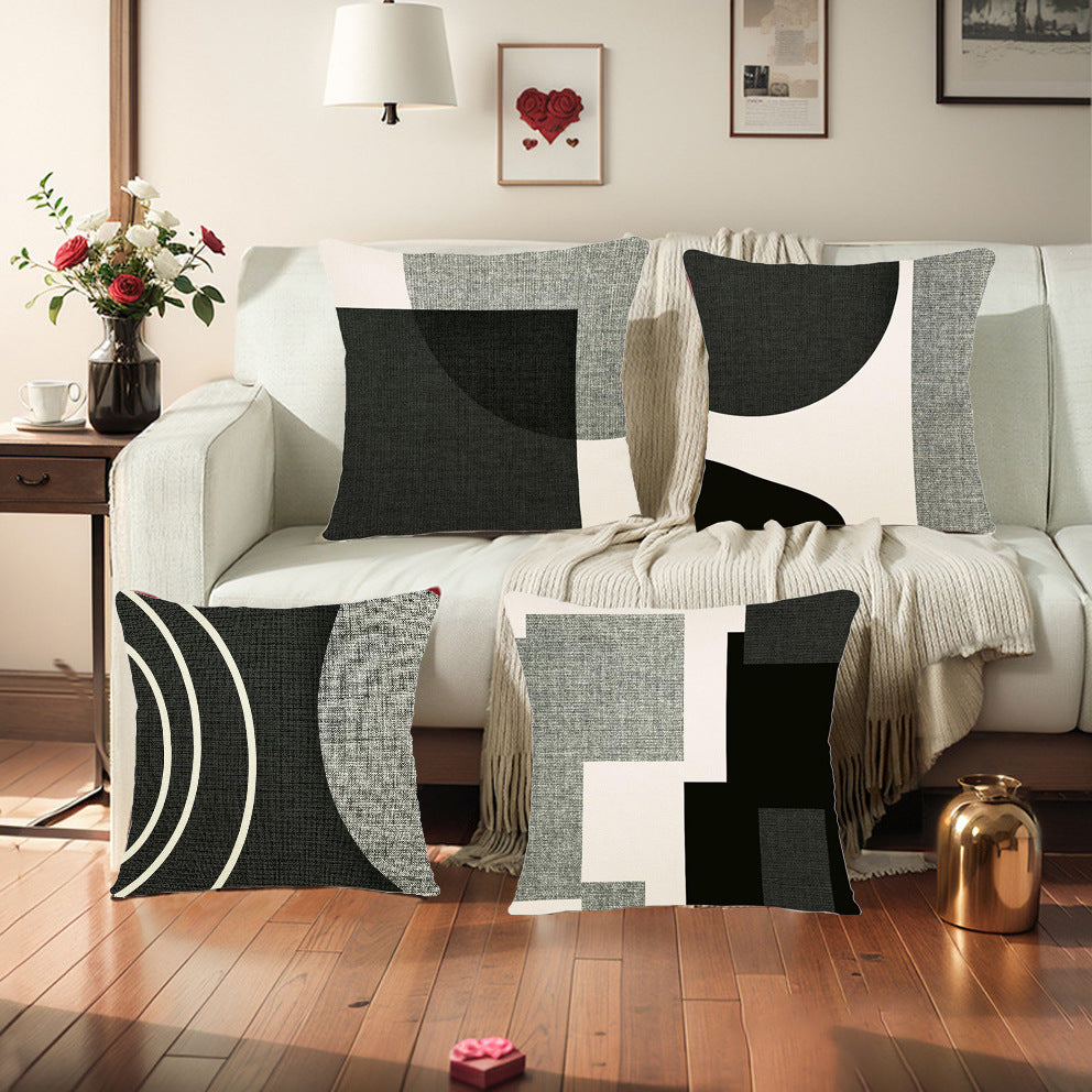Abstract Geometric Pillow Cover Linen Sofa Cushion Case 45x45cm