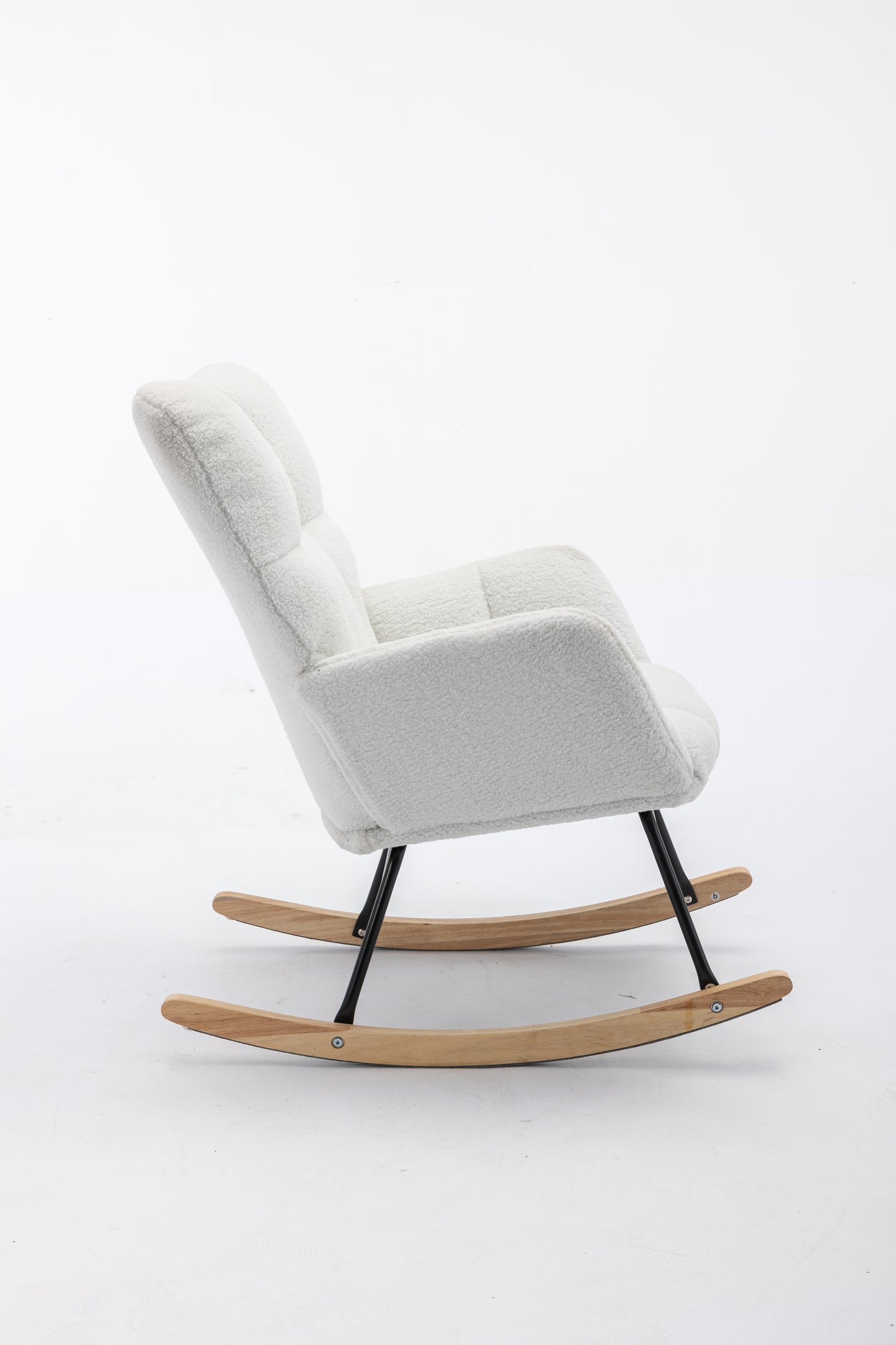 Ivory Teddy Fabric Rocking Glider Chair - Modern Nursery Accent
