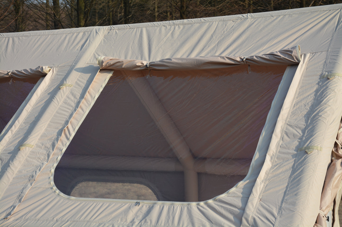 Inflatable Camping Tent - 9.8x13ft Waterproof Glamping Tent for 7-8 People - Beige