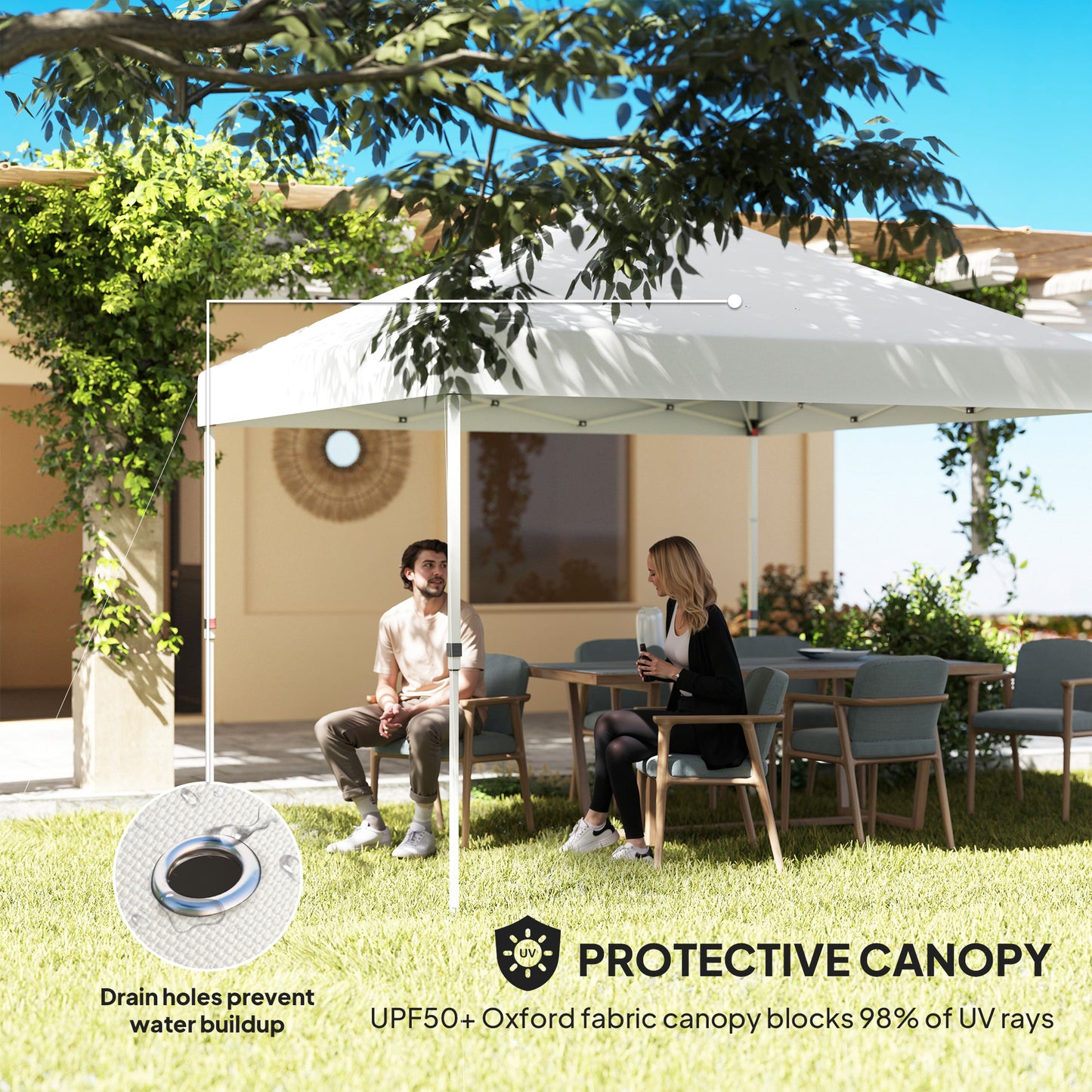 10x10 Pop Up Canopy Tent with Sidewalls - Adjustable Sun Shelter