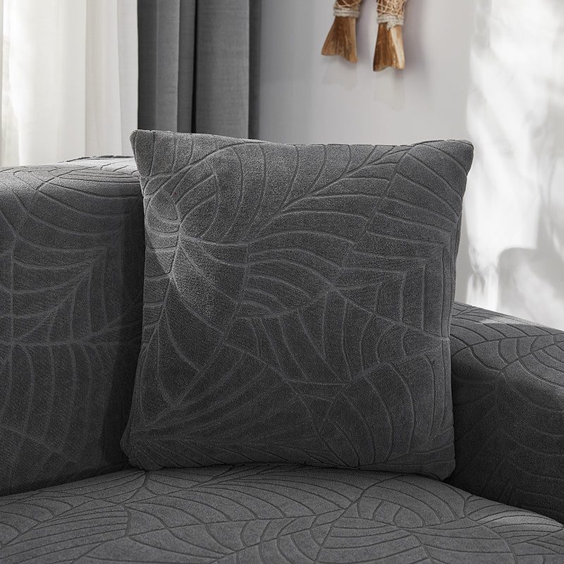 Nordic Style Jacquard Leaf Pattern Pillow Cases Set 45x45cm for Home & Bedroom