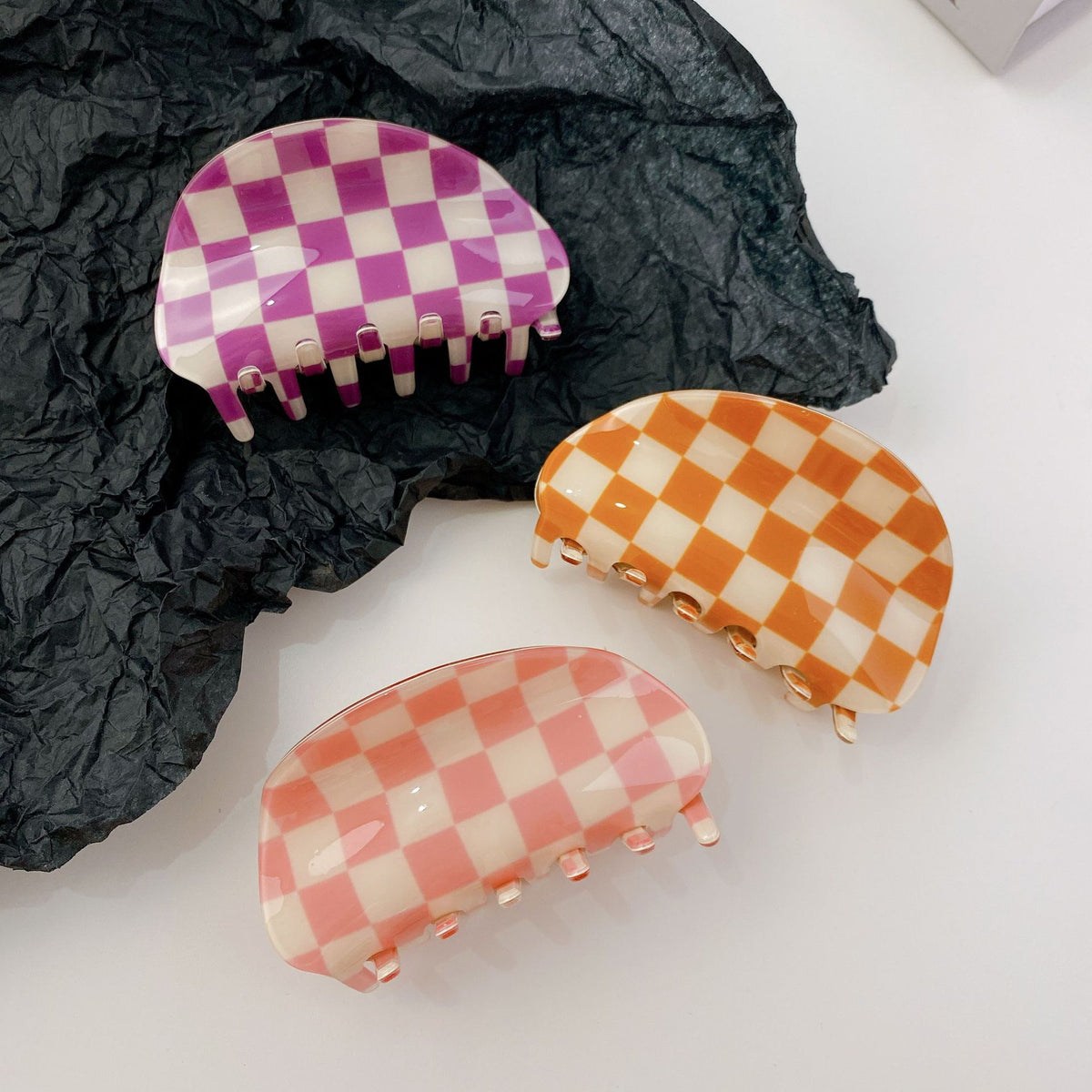 Checkerboard Grip Clip Hair Clip - Multiple Colors