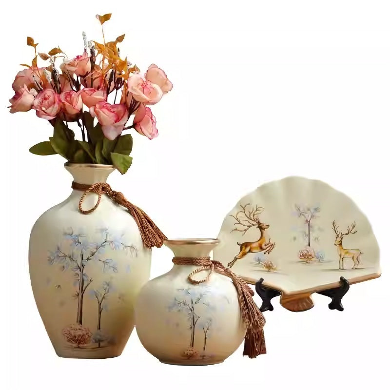 European-Style Ceramic Vase Decor Set - Modern Minimalist Home Accent