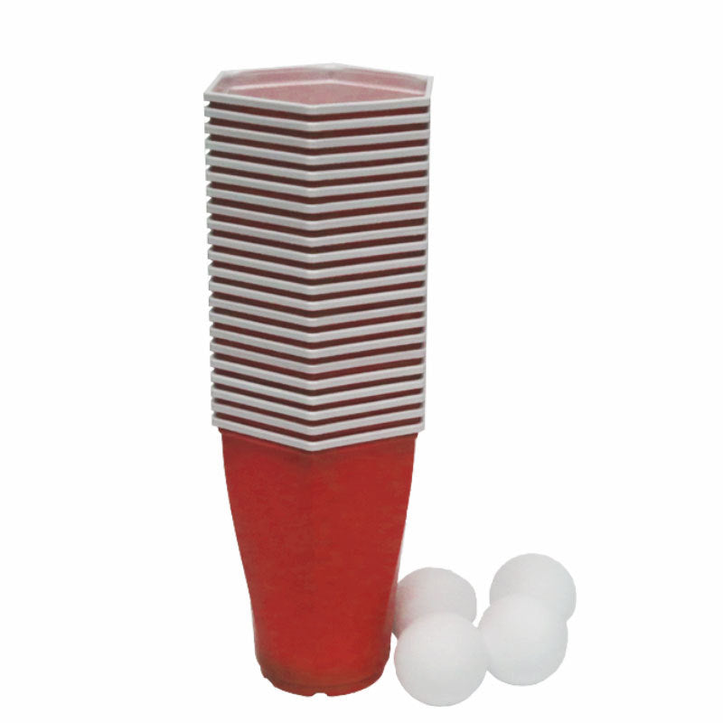 450ml Red Beer Pong Plastic Cups Set with 4 Balls - Party Supplies