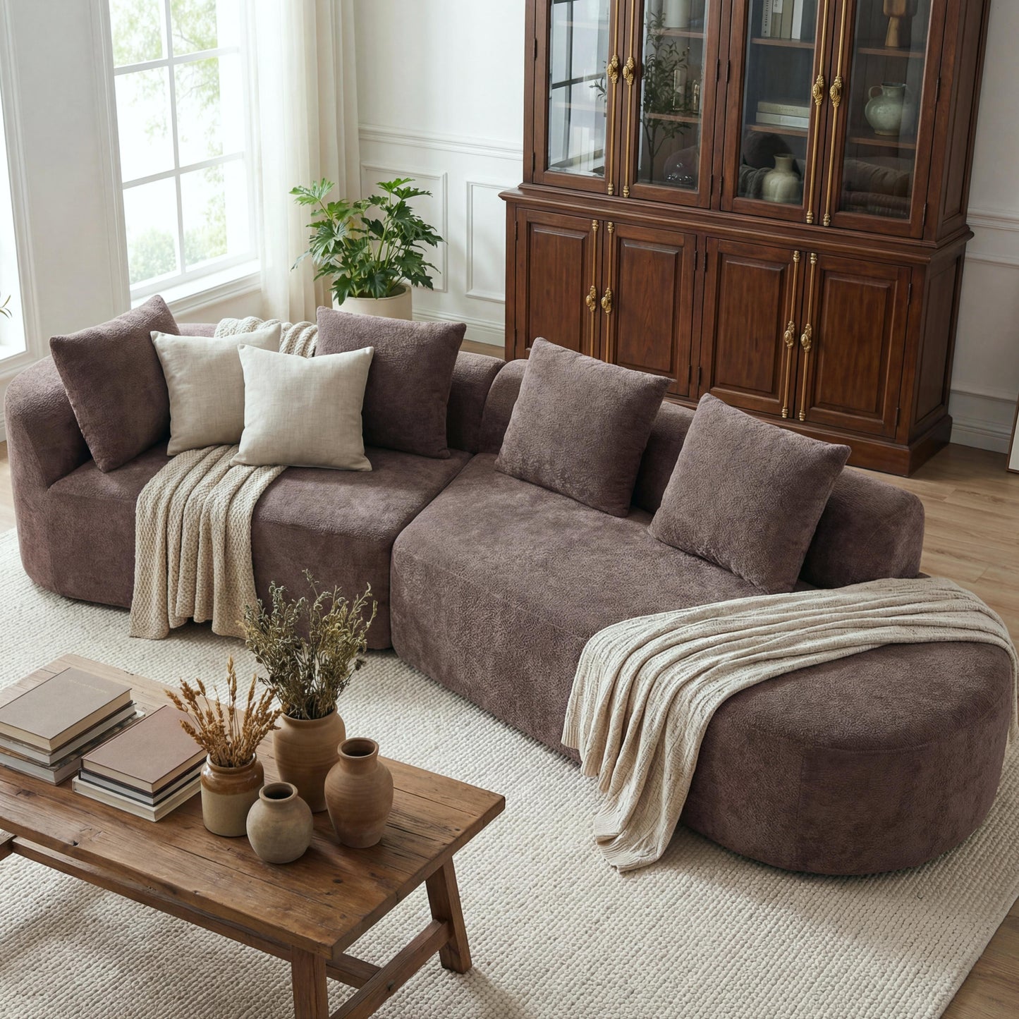 116 Modern Curved Sectional Sofa With High-Density Fully Compressed