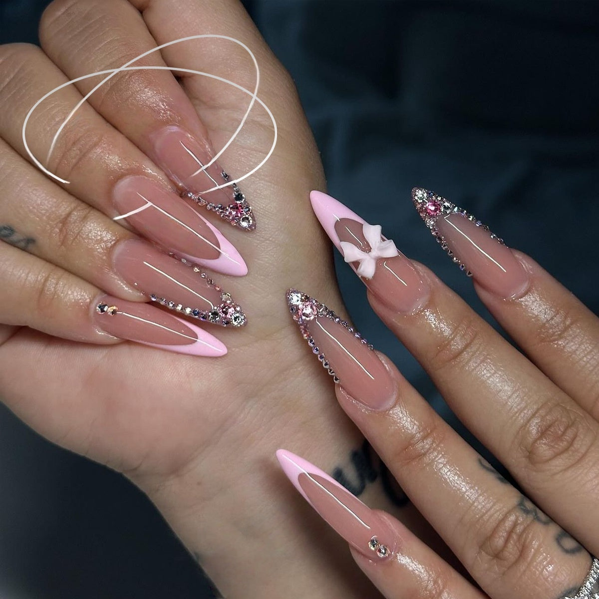 Short Square Nail Tips - Wearable Artificial Nails for Nail Art, Starry Sky Pattern