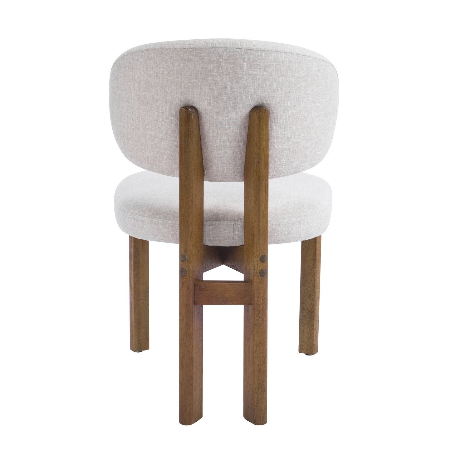 Beige Upholstered Mid-Century Dining Chairs - Set of 2