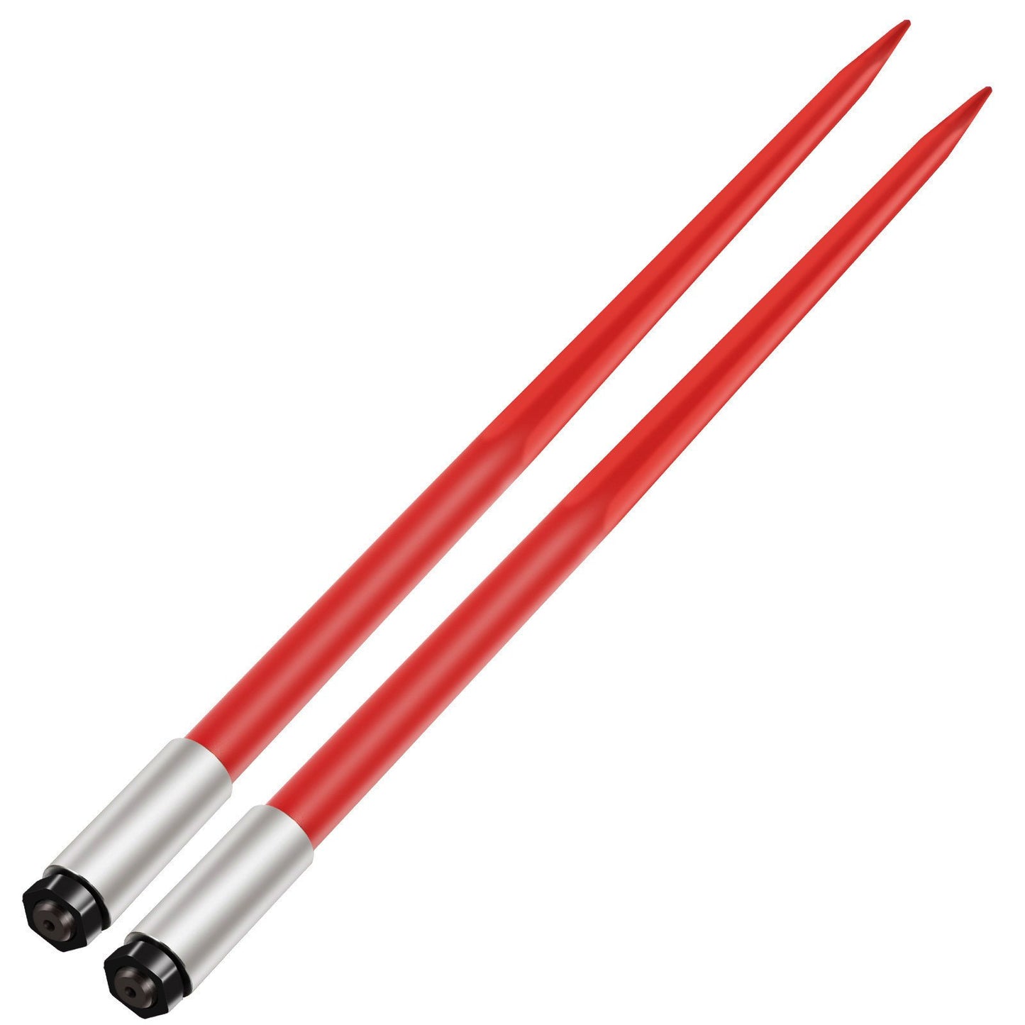 49-Inch Bale Spear for Tractors & Loaders - Heavy Duty Hay Fork, Red