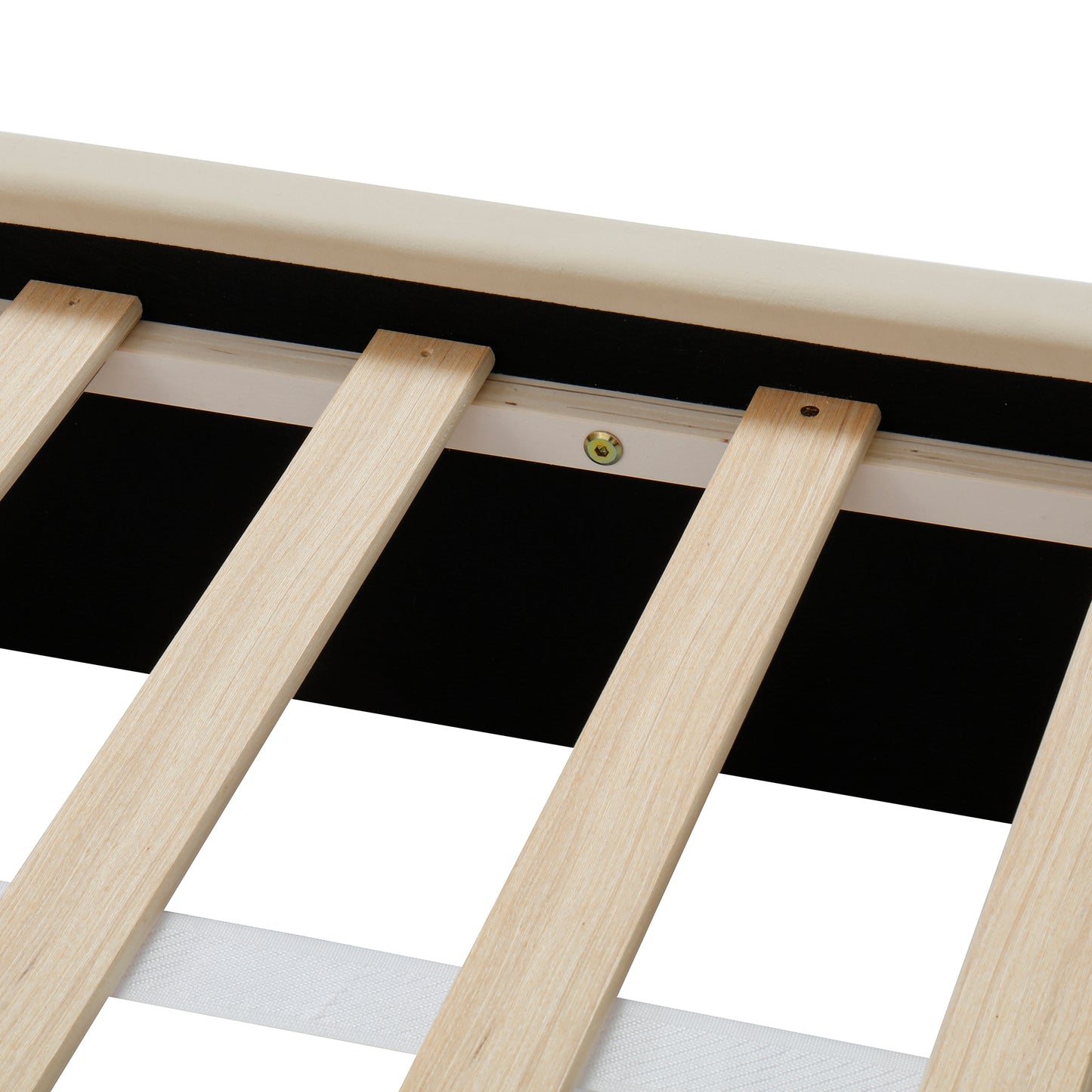 Queen Size Upholstered Platform Bed Frame with Dual Cat Caves & LED Pet Nests - Beige