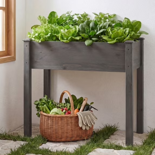 Cedar Garden Bed with Non-Woven Liner and Drainage - 34x18x30 Inches