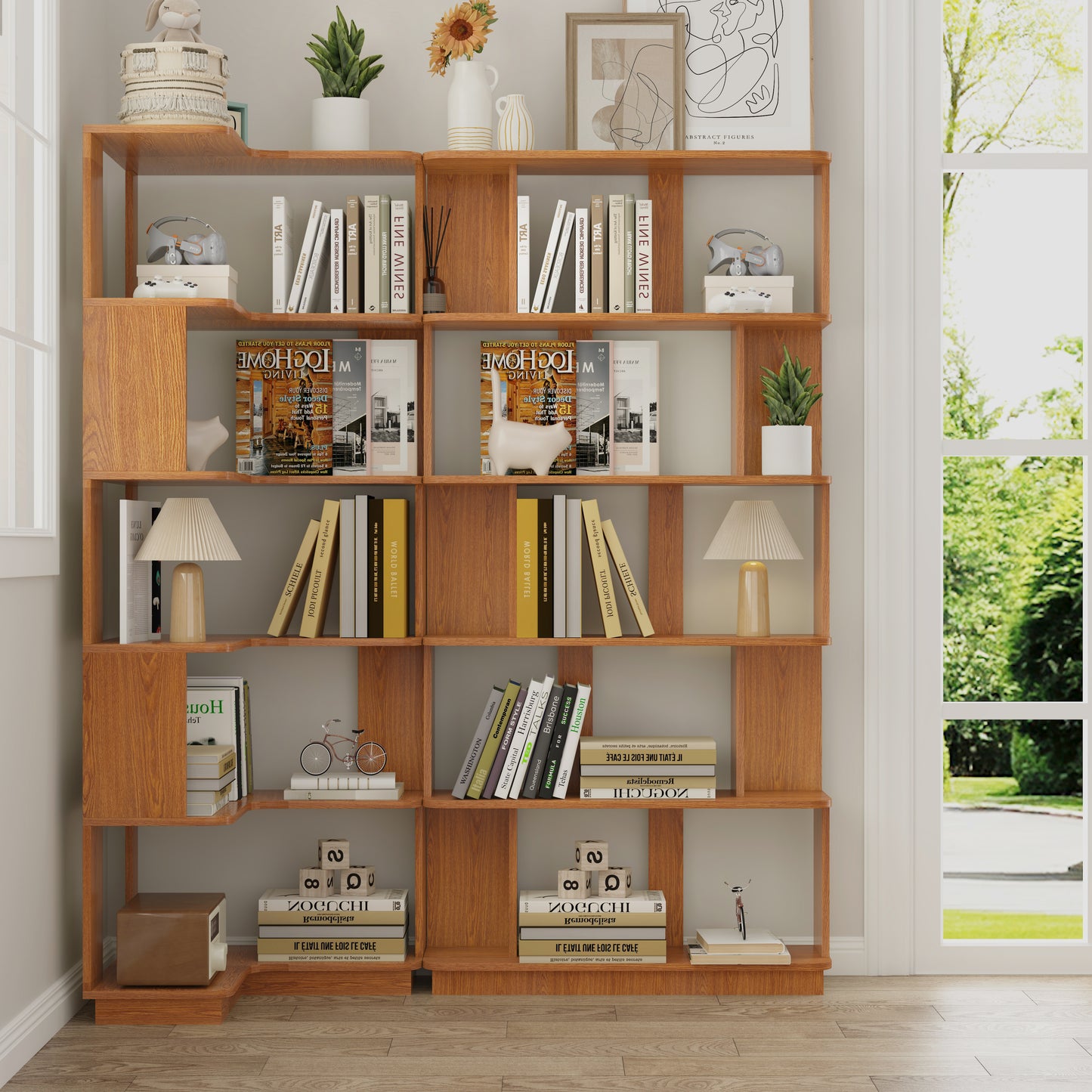 Set Of 2 Free Combination Bookcase Space Saving Corner Bookshelf 55cm