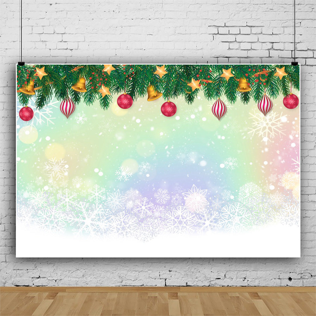 Christmas Snowflake Photography Backdrop Fabric - Red Background Wall Decor 7x5ft