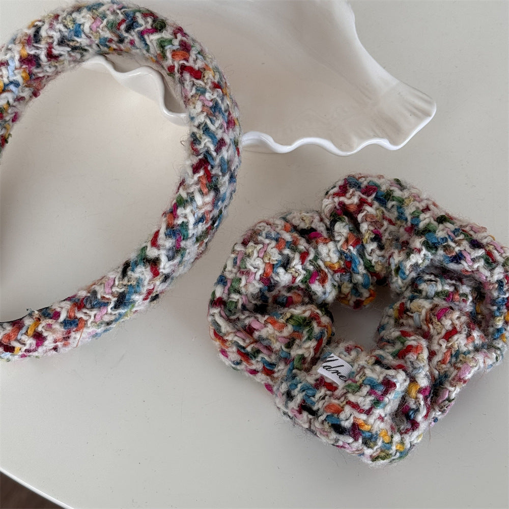 Women's Knitted Wide Brim Hair Band & Scrunchie Set