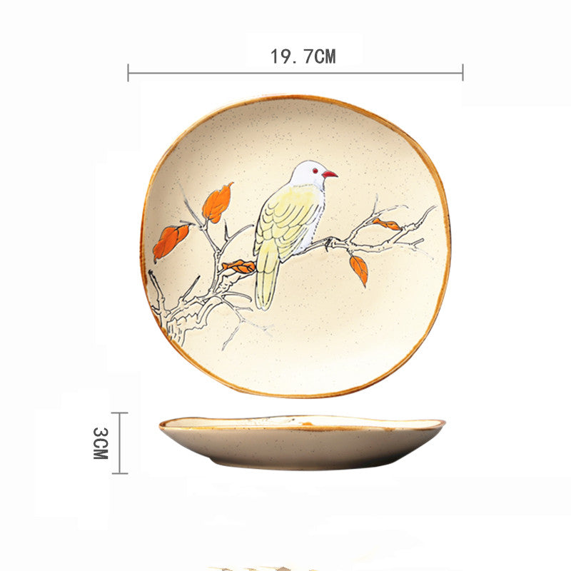 Ceramic Hand-Painted Western Style Breakfast Plate 8 Inch Microwave Safe