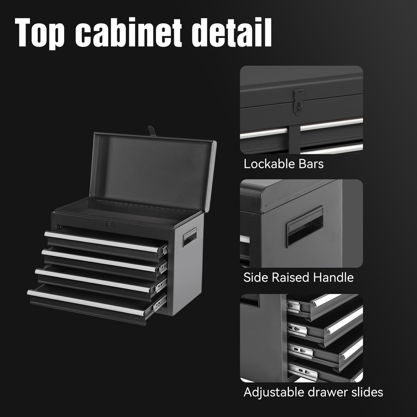 Tool Chest, 5-Drawer Rolling Storage Cabinet With Detachable Top Box,