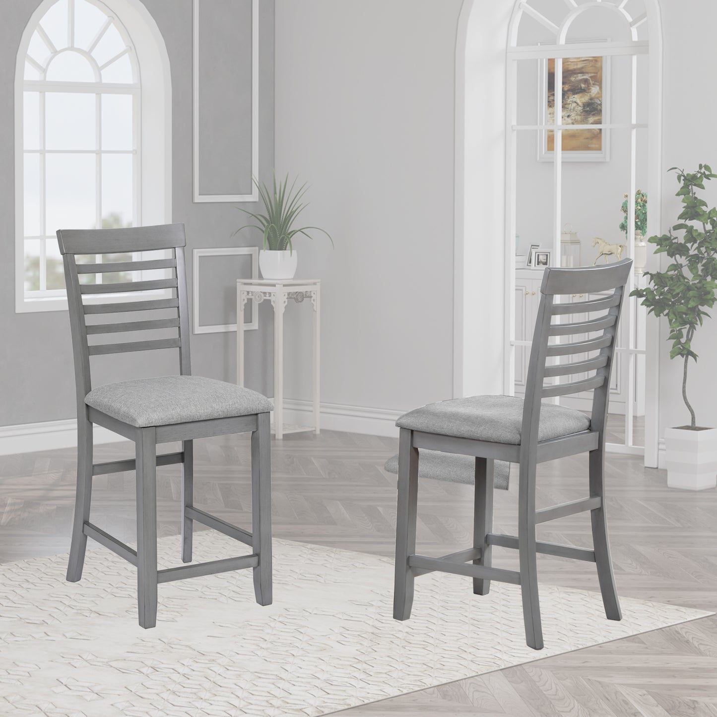 Gray Wooden Counter Height Dining Chairs Set of 4