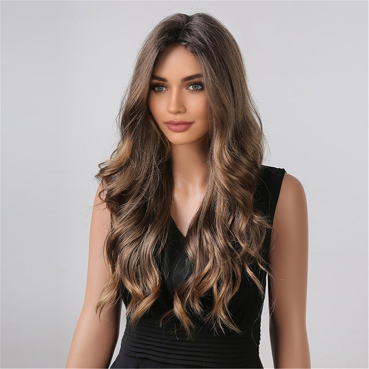 Gradient Brown Curly Long Hair Wig - 26 Inch
