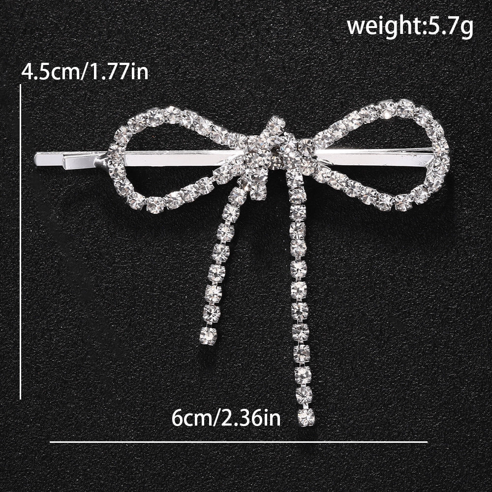 Bow Hair Clips for Women Girls - Cropped Hair Barrettes with Rhinestones