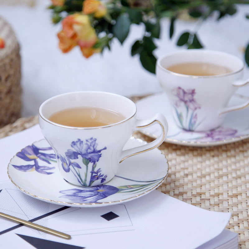 European Style Porcelain Coffee Cup and Plate Set - Multiple Colors & Capacities